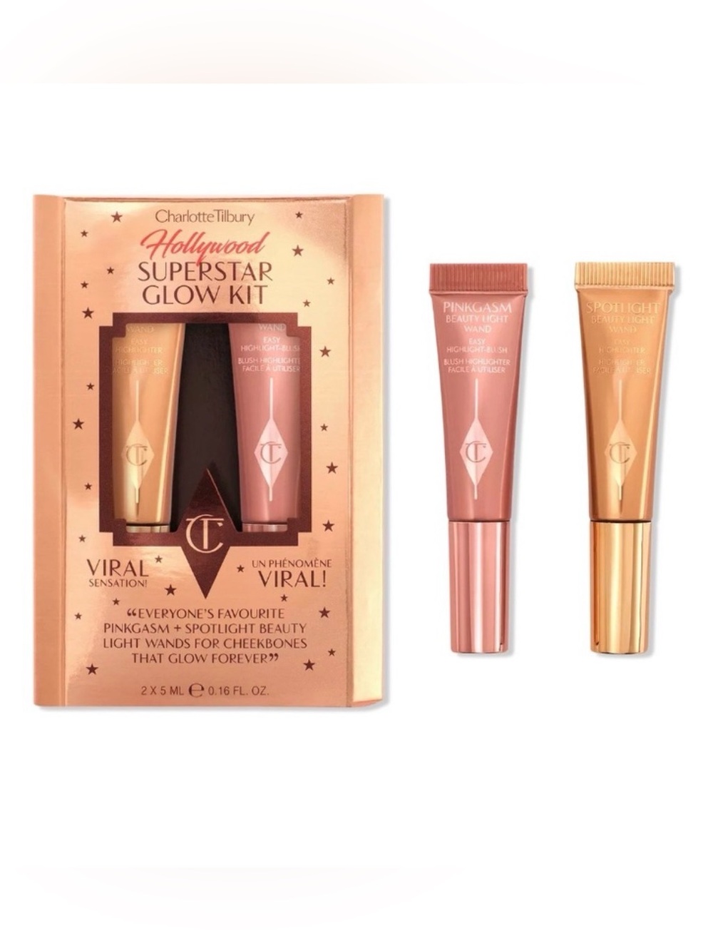* New Charlotte Tilbury Glow Kit Pinkgasm & spotlight beauty light wand mini set